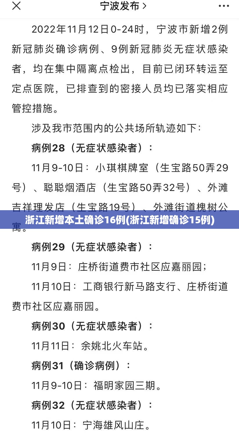浙江新增本土确诊16例(浙江新增确诊15例) 浙江新增本土确诊16例(浙江新增确诊15例)