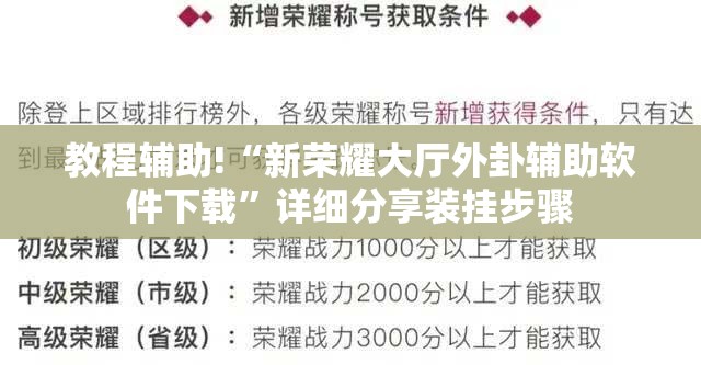 教程辅助!“新荣耀大厅外卦辅助软件下载	”详细分享装挂步骤