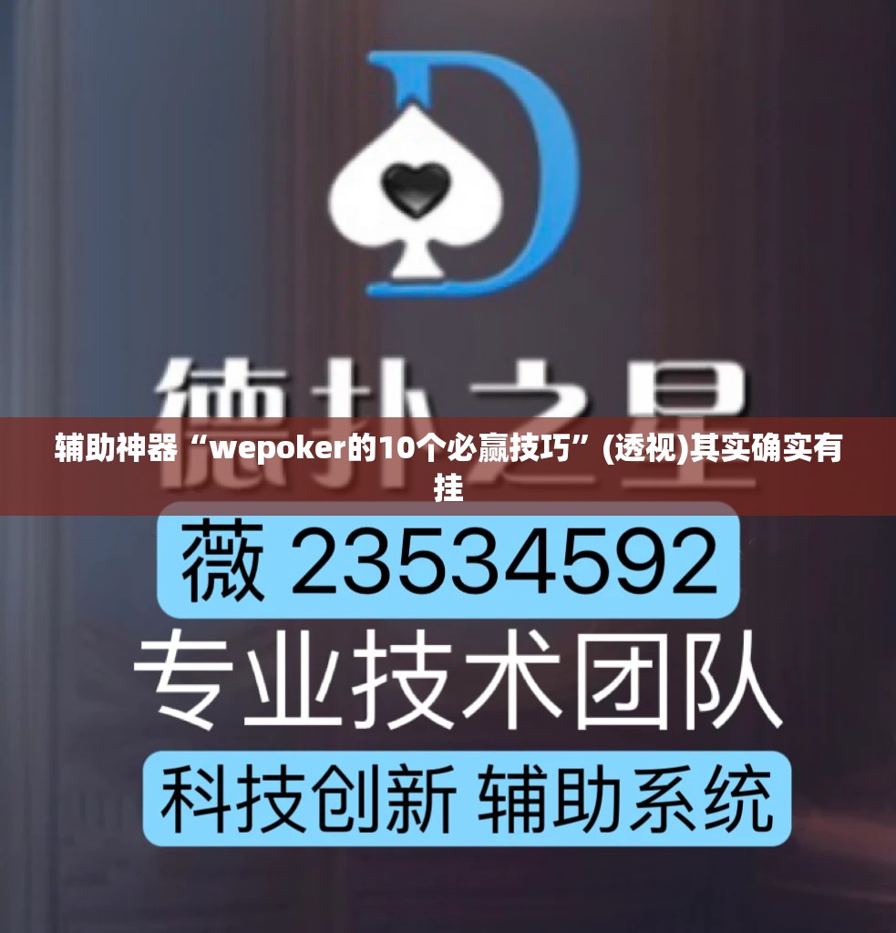 辅助神器“wepoker的10个必赢技巧”(透视)其实确实有挂