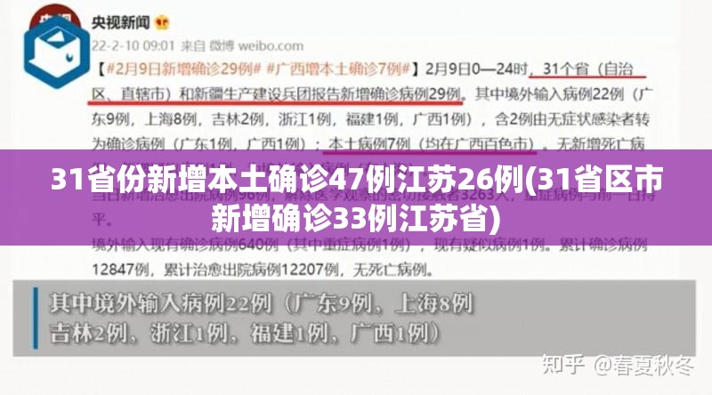 31省份新增本土确诊47例江苏26例(31省区市新增确诊33例江苏省)