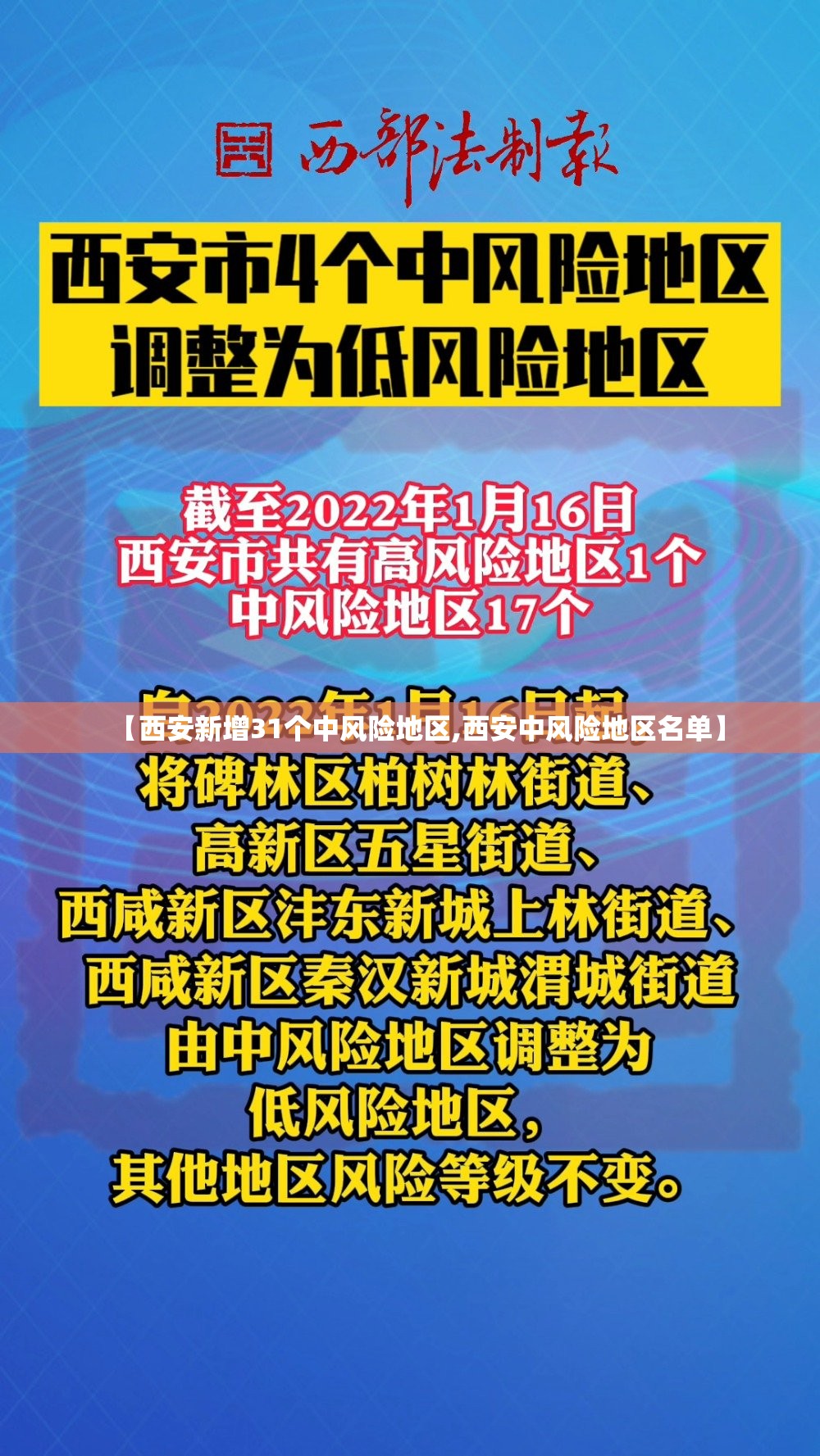【西安新增31个中风险地区,西安中风险地区名单】 【西安新增31个中风险地区,西安中风险地区名单】
