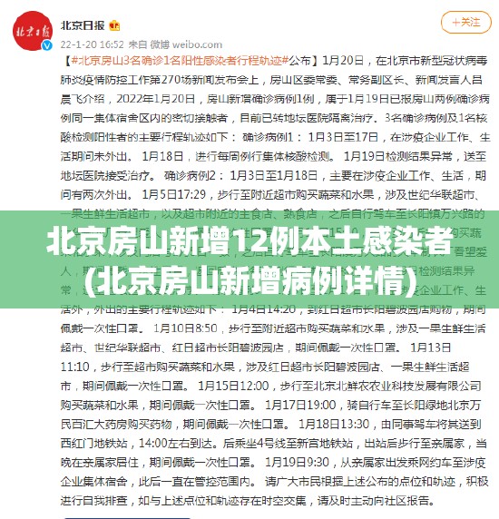 北京房山新增12例本土感染者(北京房山新增病例详情)