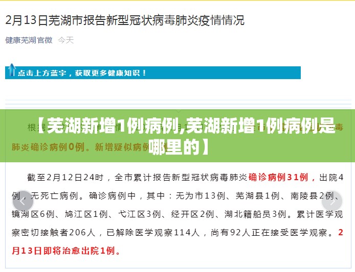 【芜湖新增1例病例,芜湖新增1例病例是哪里的】 【芜湖新增1例病例,芜湖新增1例病例是哪里的】