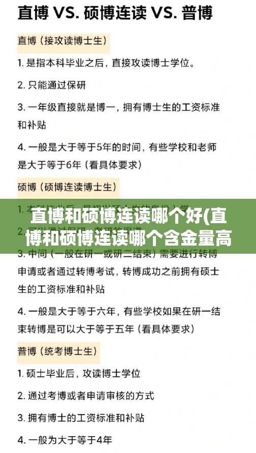 直博和硕博连读哪个好(直博和硕博连读哪个含金量高)