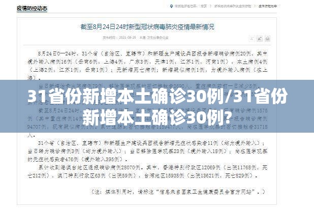 31省份新增本土确诊30例/31省份新增本土确诊30例?