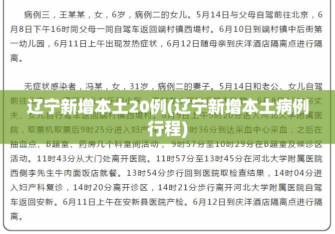 辽宁新增本土20例(辽宁新增本土病例行程) 辽宁新增本土20例(辽宁新增本土病例行程)