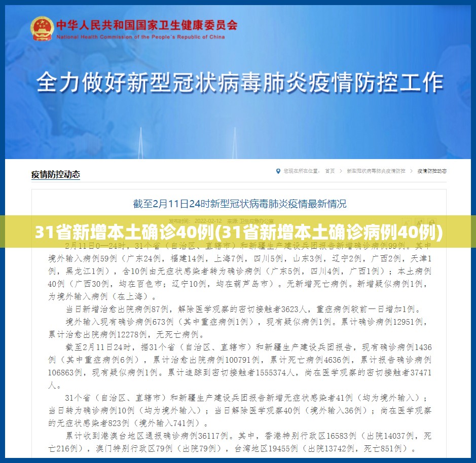 31省新增本土确诊40例(31省新增本土确诊病例40例)