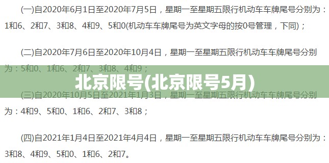 北京限号(北京限号5月) 北京限号(北京限号5月)