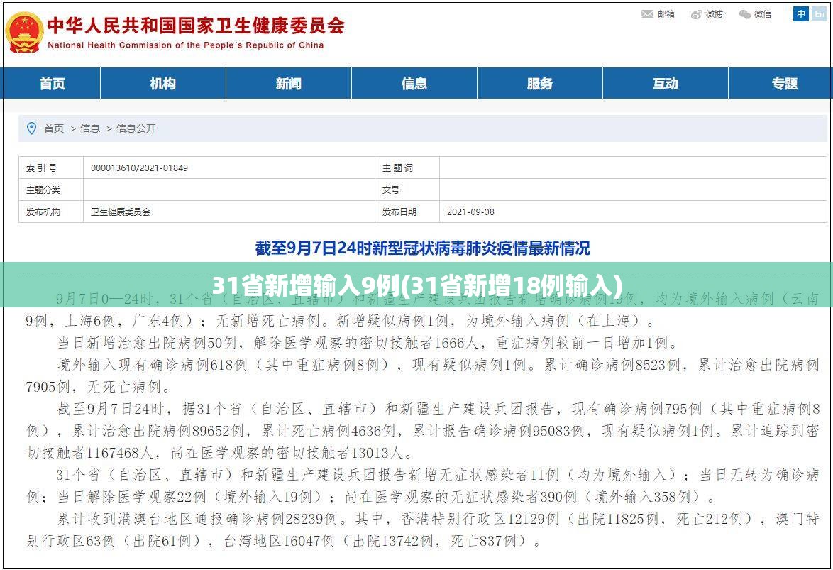 31省新增输入9例(31省新增18例输入) 31省新增输入9例(31省新增18例输入)