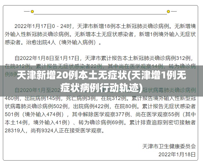 天津新增20例本土无症状(天津增1例无症状病例行动轨迹)