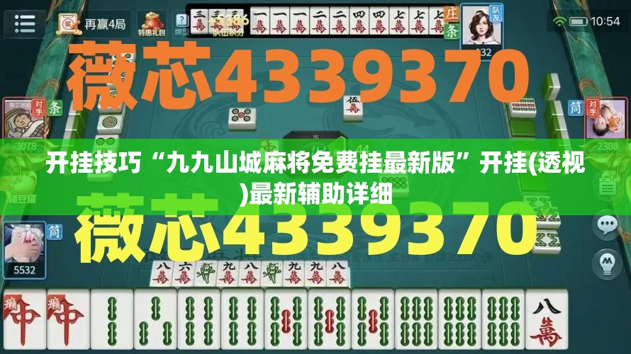 开挂技巧“九九山城麻将免费挂最新版”开挂(透视)最新辅助详细