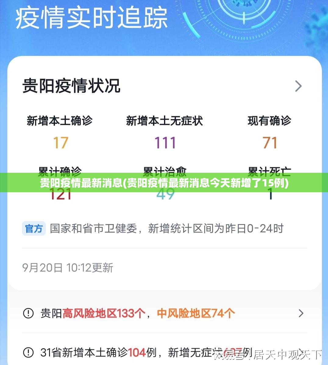 贵阳疫情最新消息(贵阳疫情最新消息今天新增了15例) 贵阳疫情最新消息(贵阳疫情最新消息今天新增了15例)
