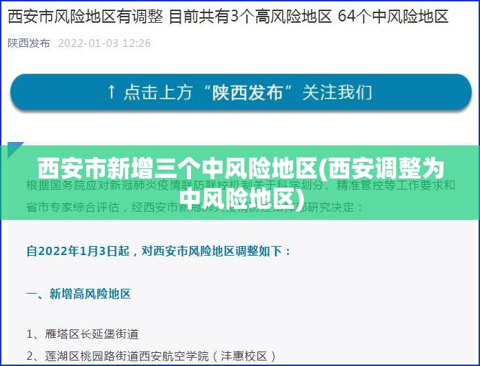 西安市新增三个中风险地区(西安调整为中风险地区) 西安市新增三个中风险地区(西安调整为中风险地区)