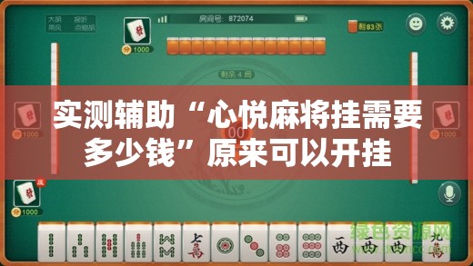 实测辅助“心悦麻将挂需要多少钱”原来可以开挂