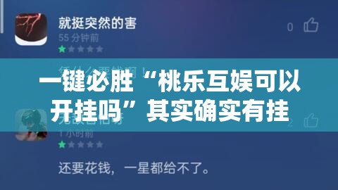 一键必胜“桃乐互娱可以开挂吗”其实确实有挂