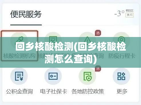 回乡核酸检测(回乡核酸检测怎么查询) 回乡核酸检测(回乡核酸检测怎么查询)