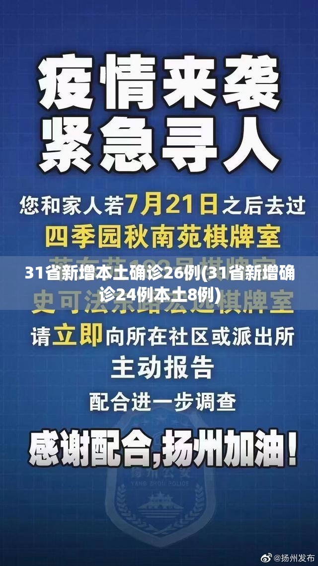 31省新增本土确诊26例(31省新增确诊24例本土8例)