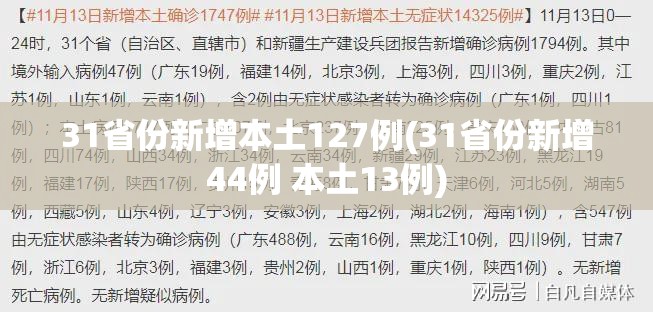 31省份新增本土127例(31省份新增44例 本土13例) 31省份新增本土127例(31省份新增44例 本土13例)