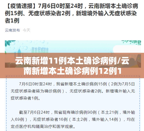 云南新增11例本土确诊病例/云南新增本土确诊病例12例1