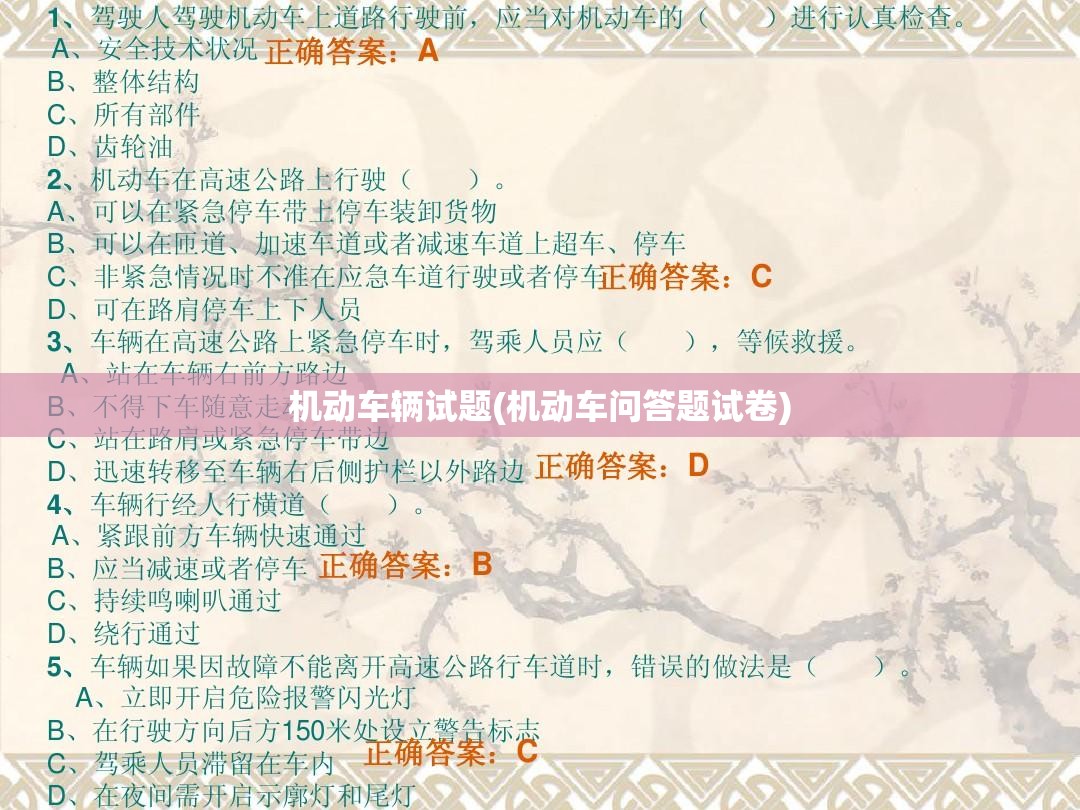 机动车辆试题(机动车问答题试卷) 机动车辆试题(机动车问答题试卷)
