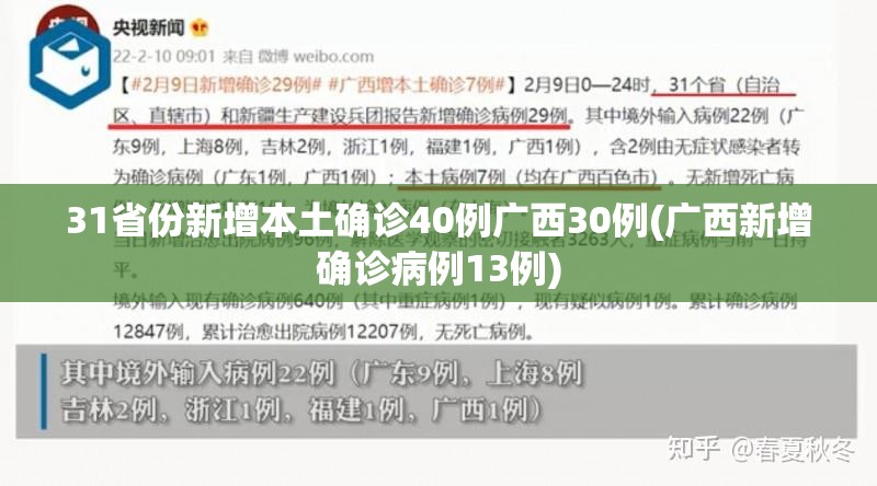 31省份新增本土确诊40例广西30例(广西新增确诊病例13例) 31省份新增本土确诊40例广西30例(广西新增确诊病例13例)