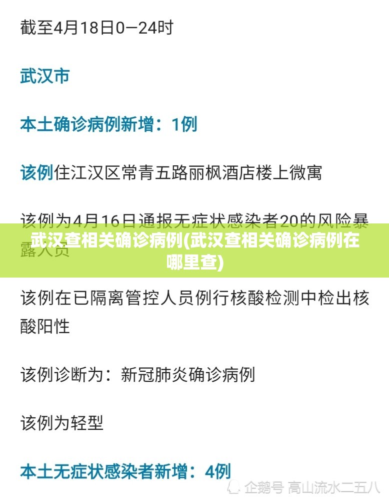 武汉查相关确诊病例(武汉查相关确诊病例在哪里查) 武汉查相关确诊病例(武汉查相关确诊病例在哪里查)