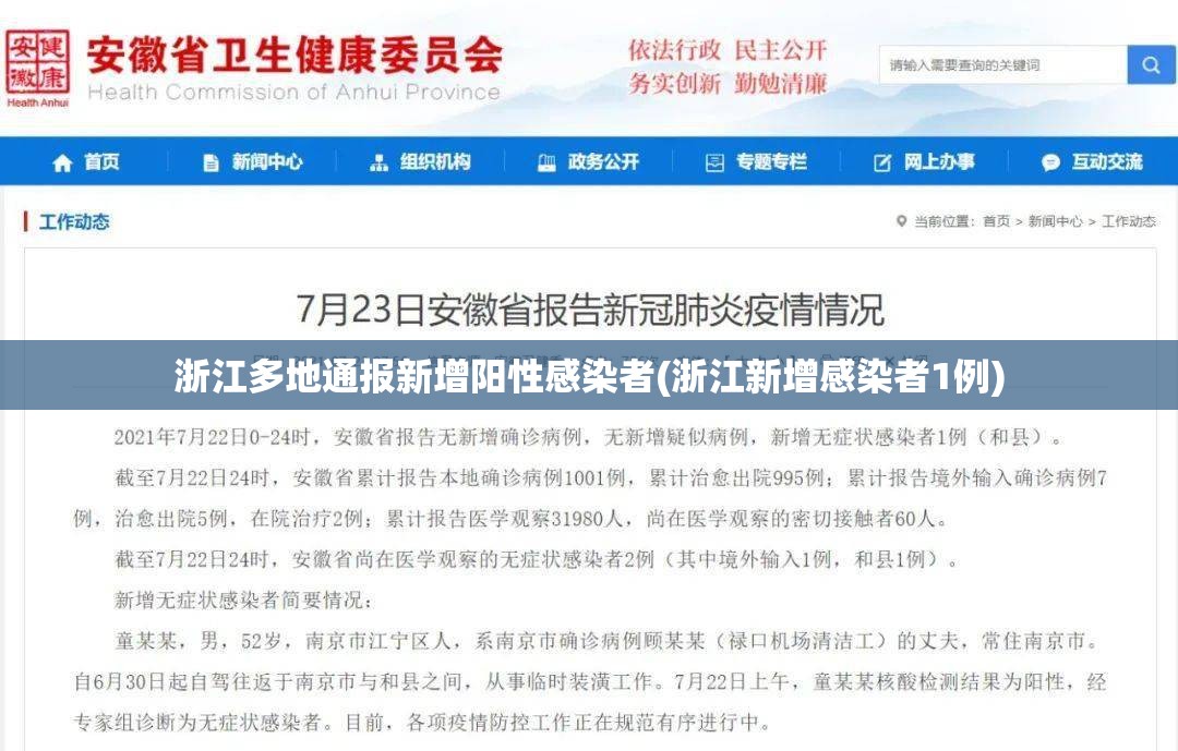 浙江多地通报新增阳性感染者(浙江新增感染者1例) 浙江多地通报新增阳性感染者(浙江新增感染者1例)