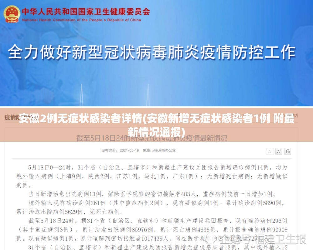 安徽2例无症状感染者详情(安徽新增无症状感染者1例 附最新情况通报) 安徽2例无症状感染者详情(安徽新增无症状感染者1例 附最新情况通报)