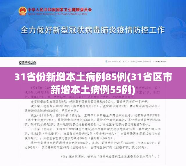 31省份新增本土病例85例(31省区市新增本土病例55例) 31省份新增本土病例85例(31省区市新增本土病例55例)
