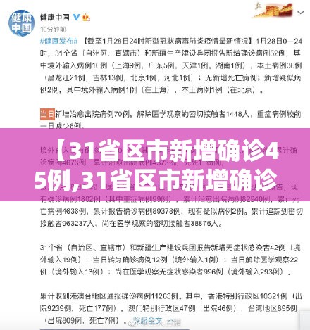 【31省区市新增确诊45例,31省区市新增确诊49例】 【31省区市新增确诊45例,31省区市新增确诊49例】