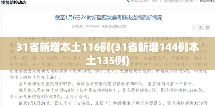 31省新增本土116例(31省新增144例本土135例)
