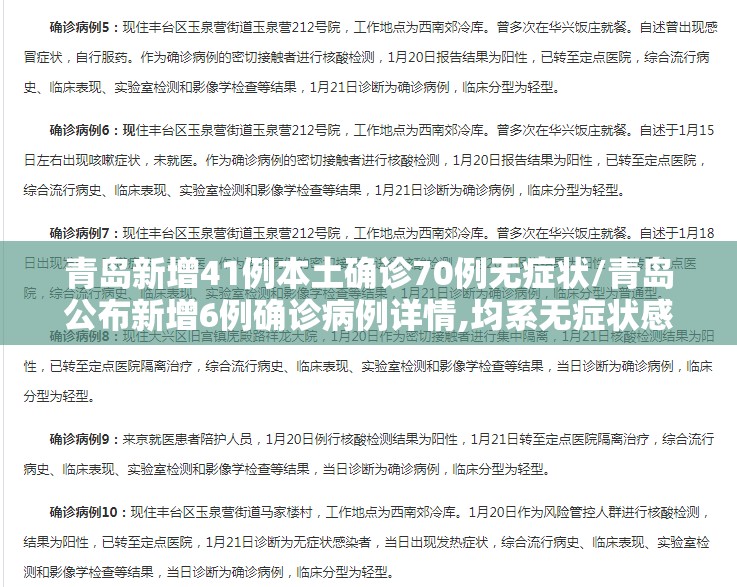 青岛新增41例本土确诊70例无症状/青岛公布新增6例确诊病例详情,均系无症状感染者转归