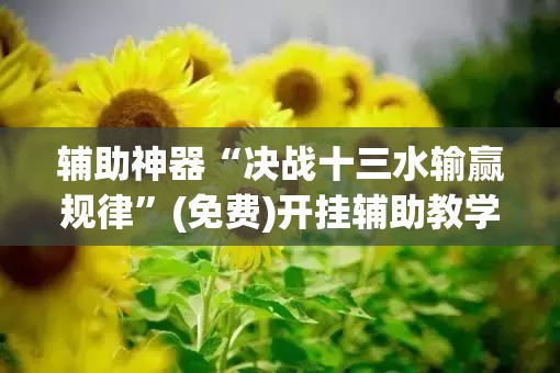 辅助神器“决战十三水输赢规律”(免费)开挂辅助教学(最新辅助开挂教程)