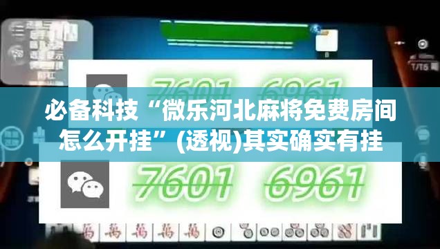必备科技“微乐河北麻将免费房间怎么开挂”(透视)其实确实有挂