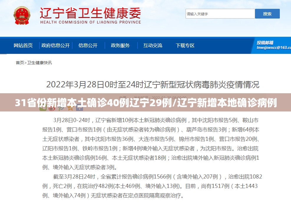 31省份新增本土确诊40例辽宁29例/辽宁新增本地确诊病例 31省份新增本土确诊40例辽宁29例/辽宁新增本地确诊病例