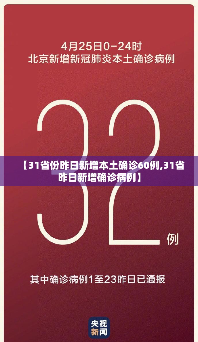 【31省份昨日新增本土确诊60例,31省昨日新增确诊病例】 【31省份昨日新增本土确诊60例,31省昨日新增确诊病例】