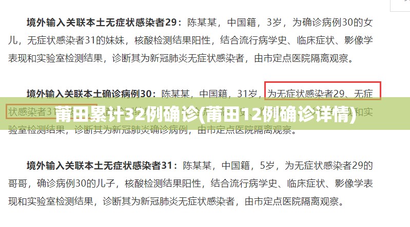 莆田累计32例确诊(莆田12例确诊详情)