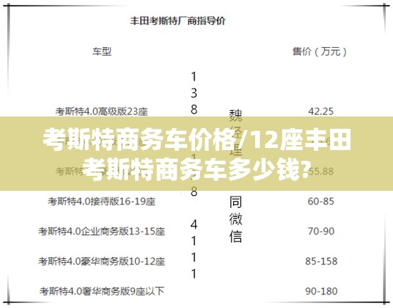 考斯特商务车价格/12座丰田考斯特商务车多少钱? 考斯特商务车价格/12座丰田考斯特商务车多少钱?