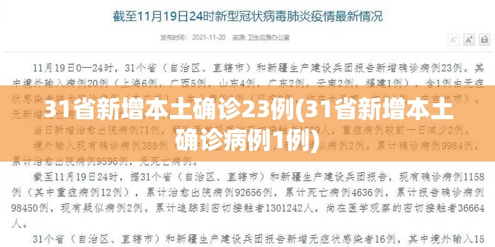 31省新增本土确诊23例(31省新增本土确诊病例1例) 31省新增本土确诊23例(31省新增本土确诊病例1例)