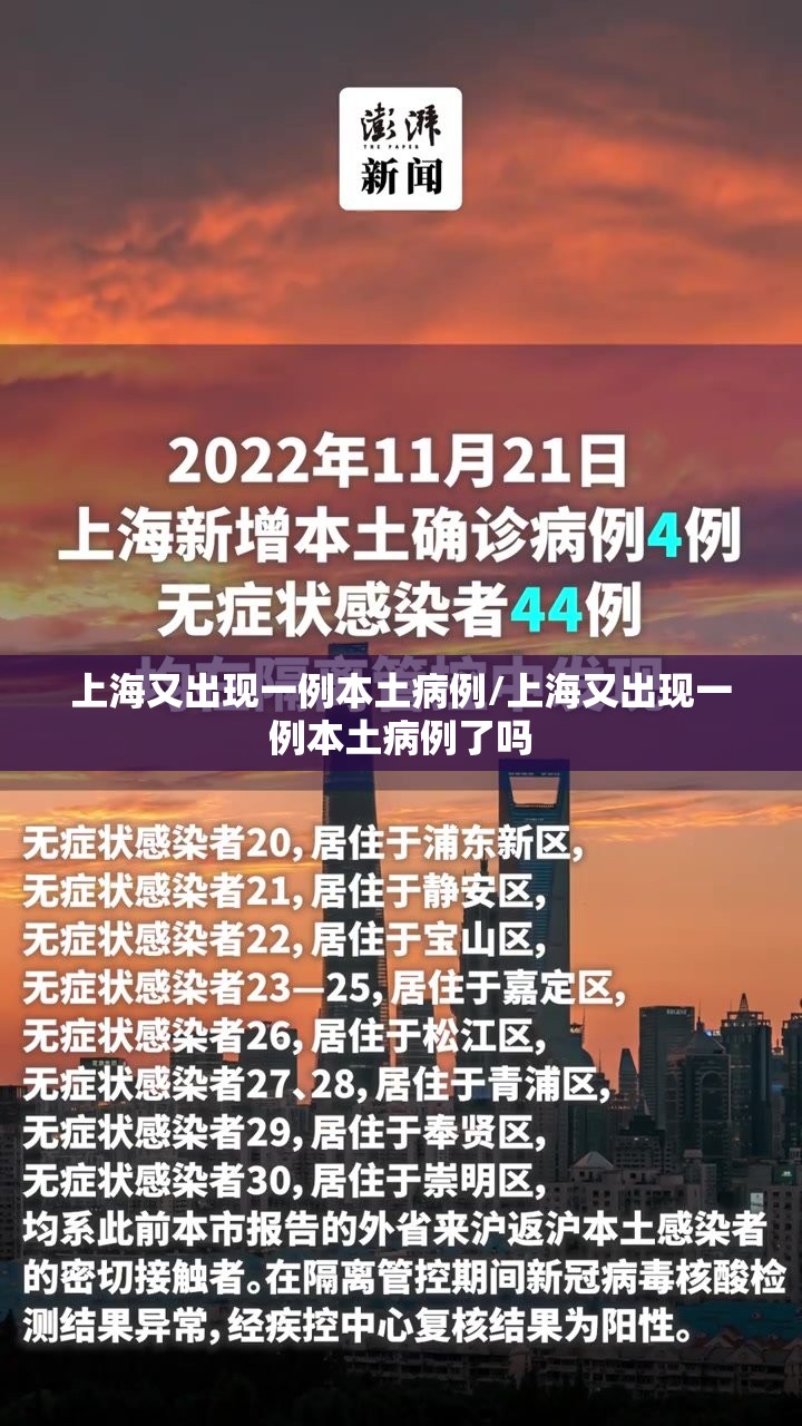 上海又出现一例本土病例/上海又出现一例本土病例了吗 上海又出现一例本土病例/上海又出现一例本土病例了吗