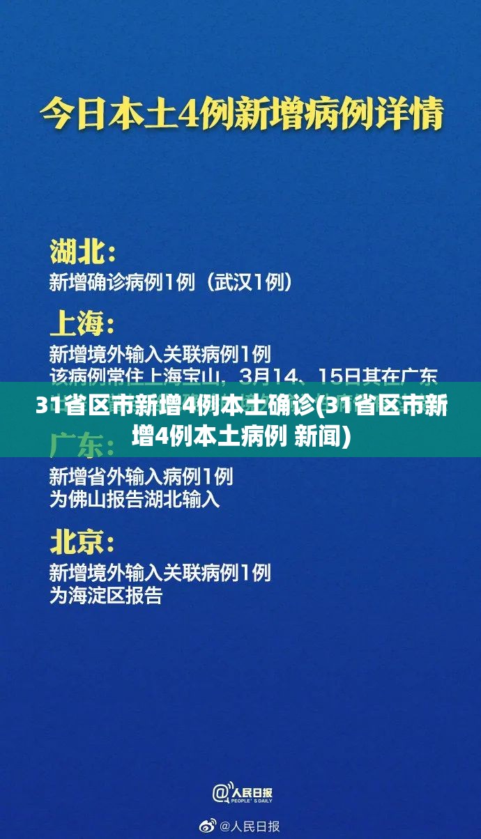 31省区市新增4例本土确诊(31省区市新增4例本土病例 新闻) 31省区市新增4例本土确诊(31省区市新增4例本土病例 新闻)