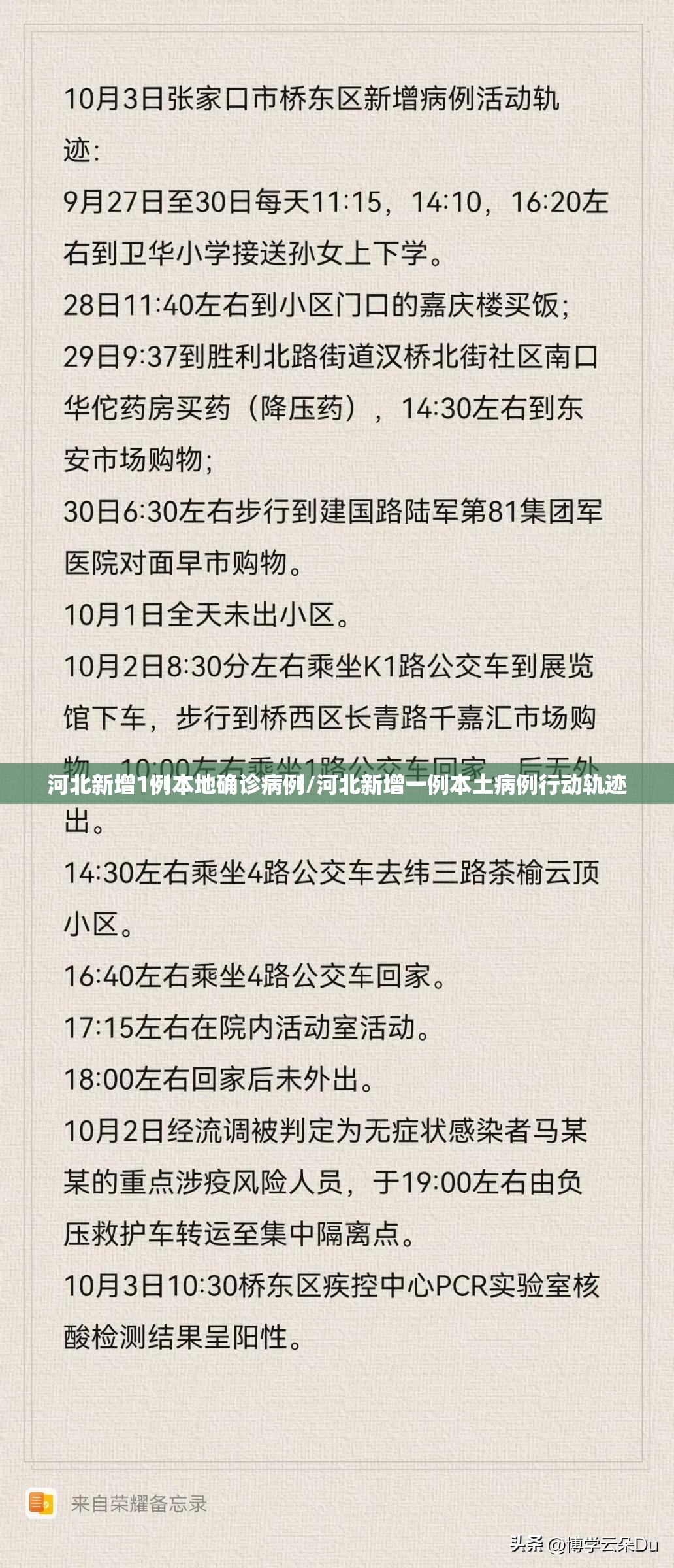 河北新增1例本地确诊病例/河北新增一例本土病例行动轨迹 河北新增1例本地确诊病例/河北新增一例本土病例行动轨迹
