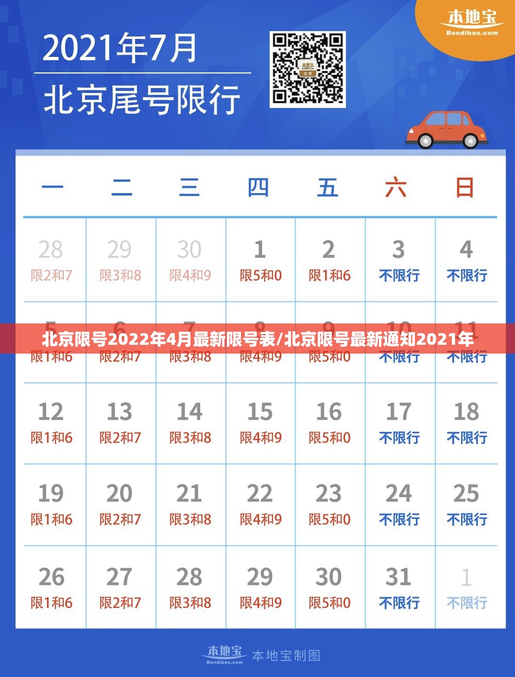 北京限号2022年4月最新限号表/北京限号最新通知2021年