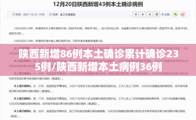 陕西新增86例本土确诊累计确诊235例/陕西新增本土病例36例 陕西新增86例本土确诊累计确诊235例/陕西新增本土病例36例