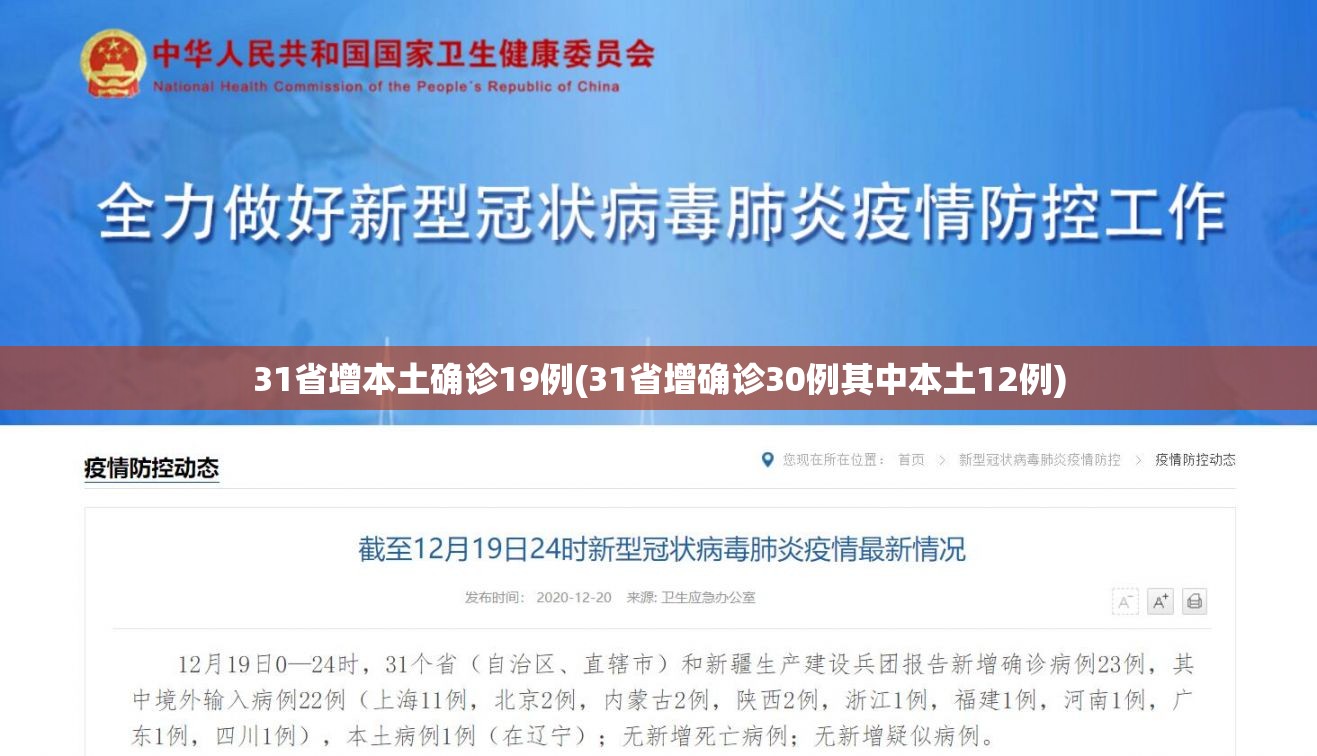 31省增本土确诊19例(31省增确诊30例其中本土12例) 31省增本土确诊19例(31省增确诊30例其中本土12例)