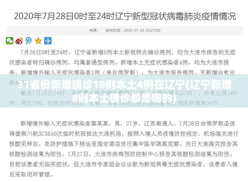 31省份新增确诊18例本土4例在辽宁(辽宁新增8例本土确诊都是哪的)
