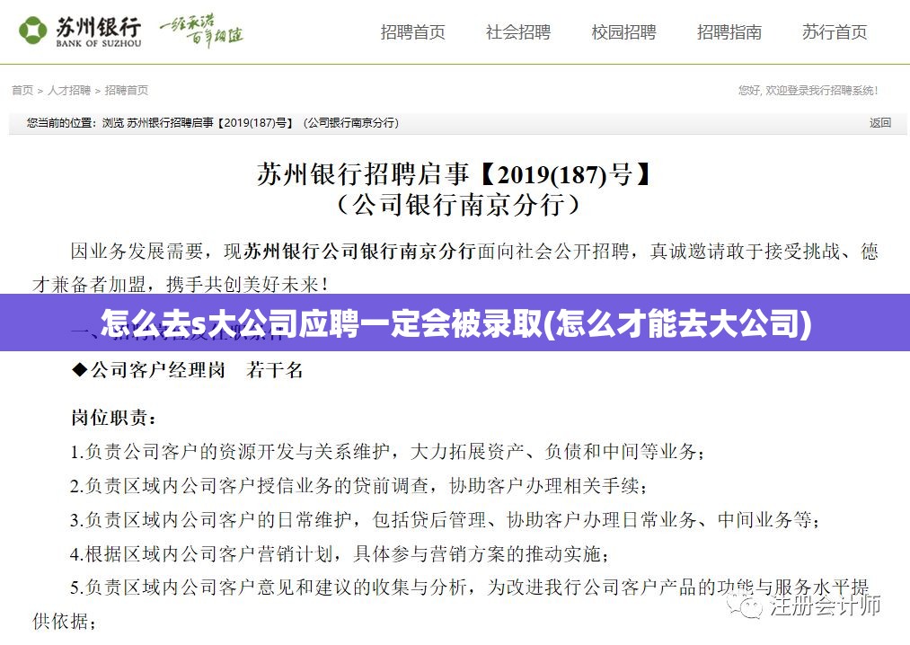 怎么去s大公司应聘一定会被录取(怎么才能去大公司) 怎么去s大公司应聘一定会被录取(怎么才能去大公司)