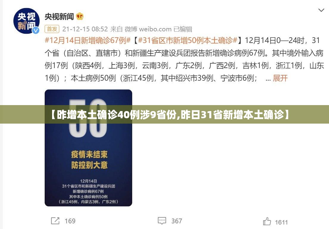 【昨增本土确诊40例涉9省份,昨日31省新增本土确诊】