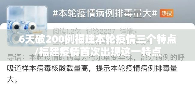 6天破200例福建本轮疫情三个特点/福建疫情首次出现这一特点