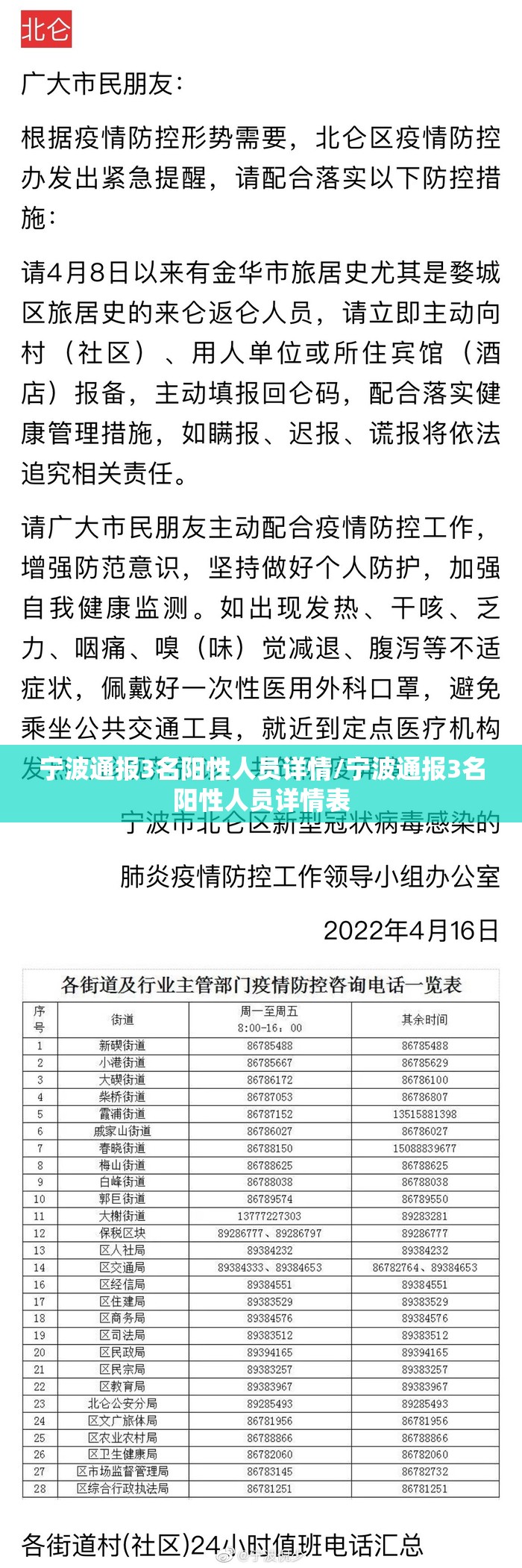 宁波通报3名阳性人员详情/宁波通报3名阳性人员详情表
